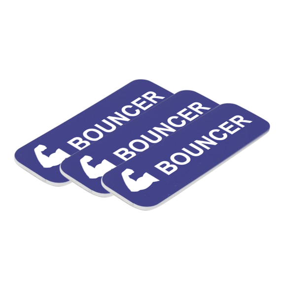 Bouncer (Bicep) 1 x 3" Name Tag/Badge, Blue, (3 Pack)