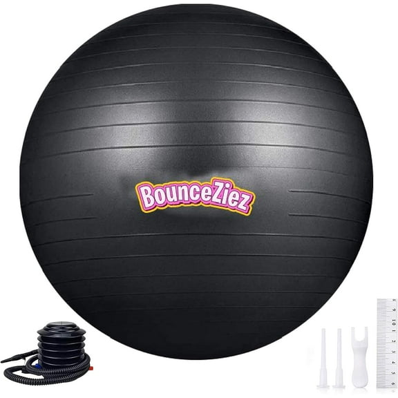 Bounceziez 75CM Extra Thick Anti-Burst Exercise Ball with Pump – Stability Yoga Ball for Birthing, Core Workouts & Physical Therapy