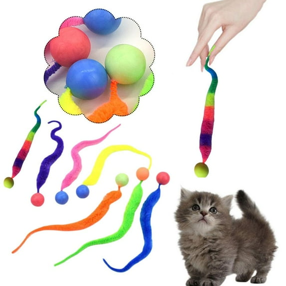 Bouncy Ball with Tail Cat Toys Magic Worm with Ball Toy for Cats Hot O8 Y7