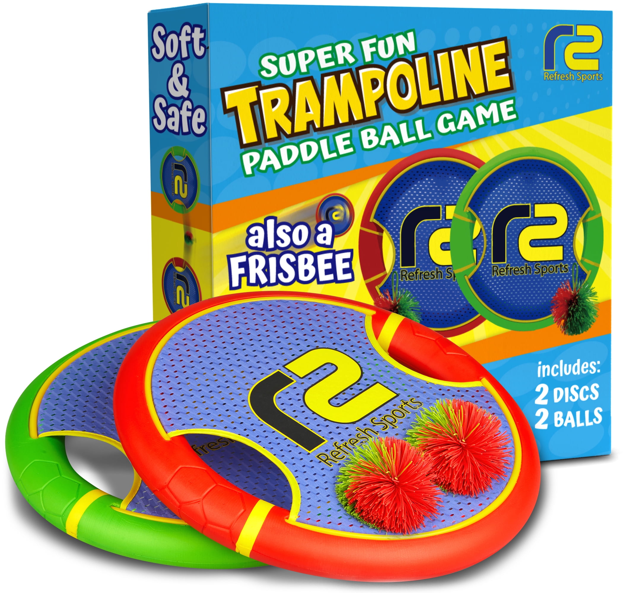 Bouncy Paddle & Stringy Ball Game - Red & Green - Refresh Sports