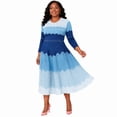 thumbnail image 1 of Bouncy Dress for Women Church, Pearl Midi Dress with Gradient Print, Elegant 3/4 Sleeve A-Line Swing Dress for Party, Wedding Guest & Special Occasions, 1 of 5