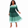 thumbnail image 1 of Bouncy Dress for Women Church, Pearl Midi Dress with Gradient Print, Elegant 3/4 Sleeve A-Line Swing Dress for Party, Wedding Guest & Special Occasions, 1 of 5