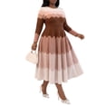 thumbnail image 1 of Bouncy Dresses for Women Church Elegance Pearl Midi Dress, 3/4 Sleeve Flowy A-Line, High Stretch One Size, 1 of 5