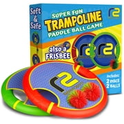Bouncy Paddle Game - Soft Safe EVA Foam Paddles That Float - Red & Green Stringy Ball Set - Outdoor Toss and Catch Yard Game for Kids - Refresh Sports