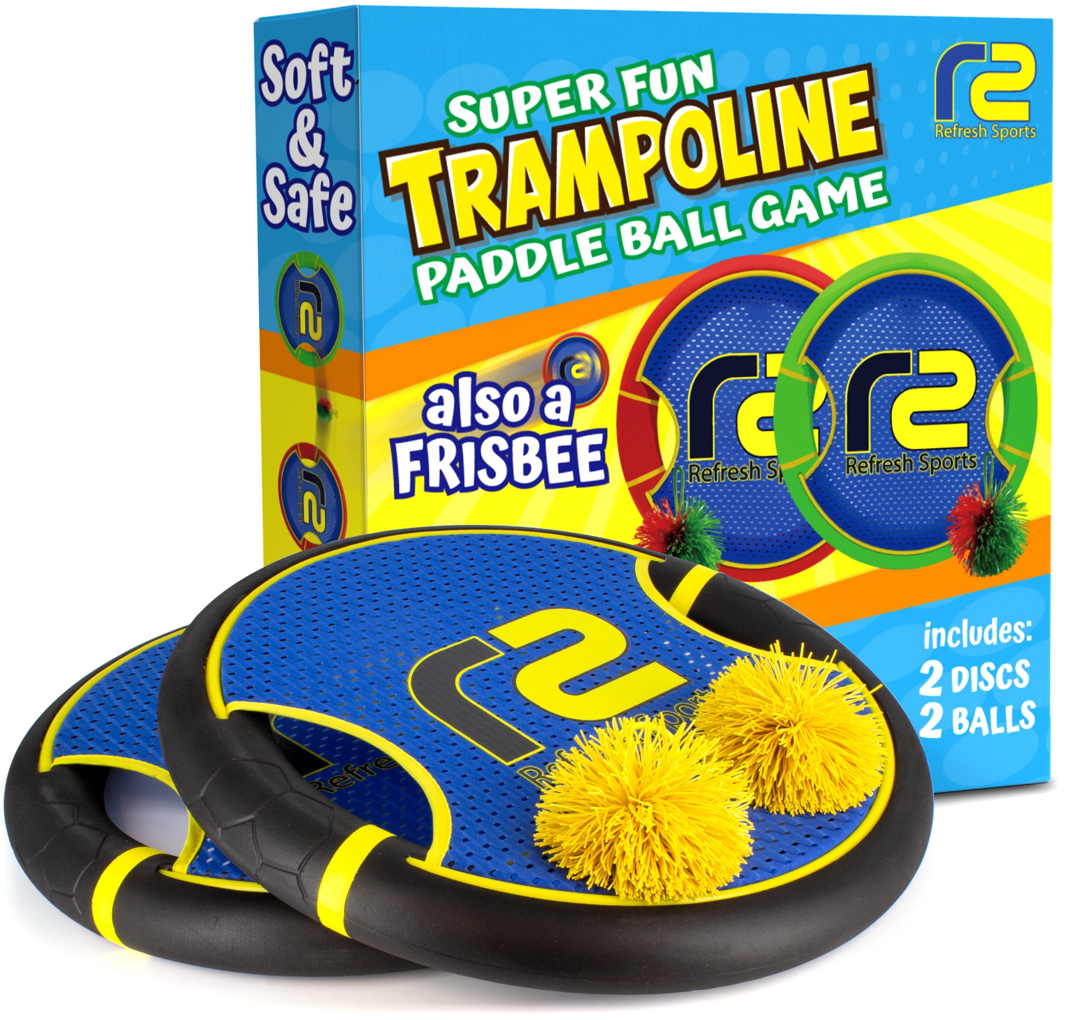 Bouncy Paddle & Stringy Ball Game - Black & Yellow - Refresh Sports