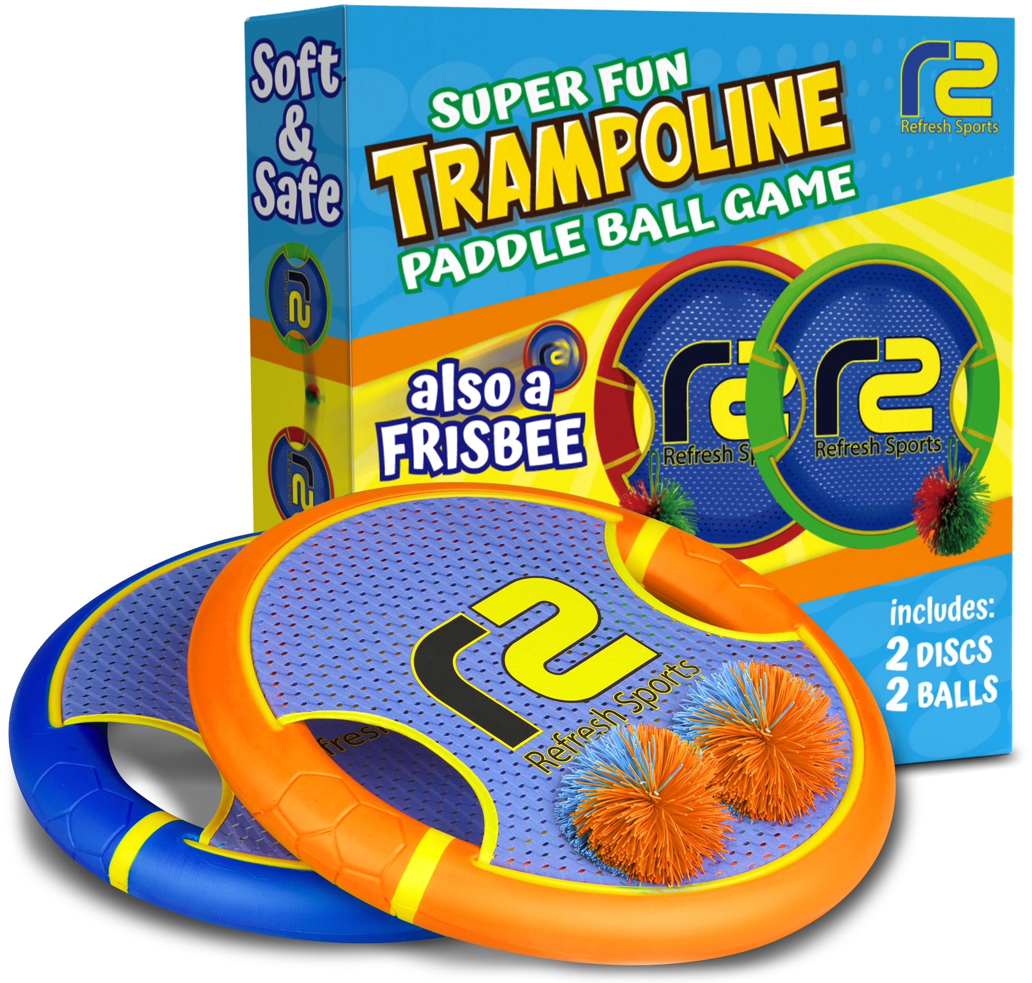 Bouncy Paddle & Stringy Ball Game - Orange & Blue - Refresh Sports