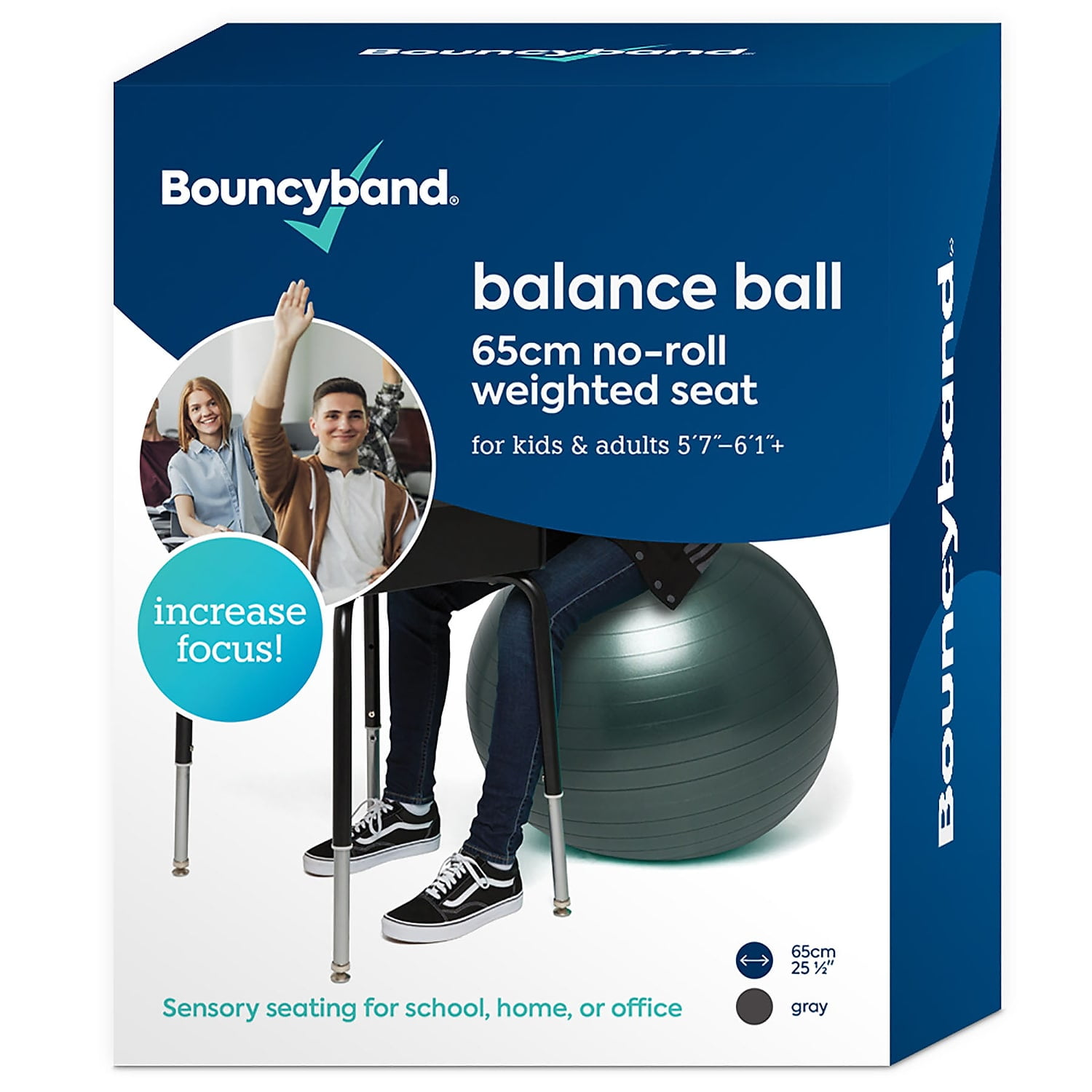 Bouncyband 65cm Dark Gray PVC Weighted Balance Ball Seat