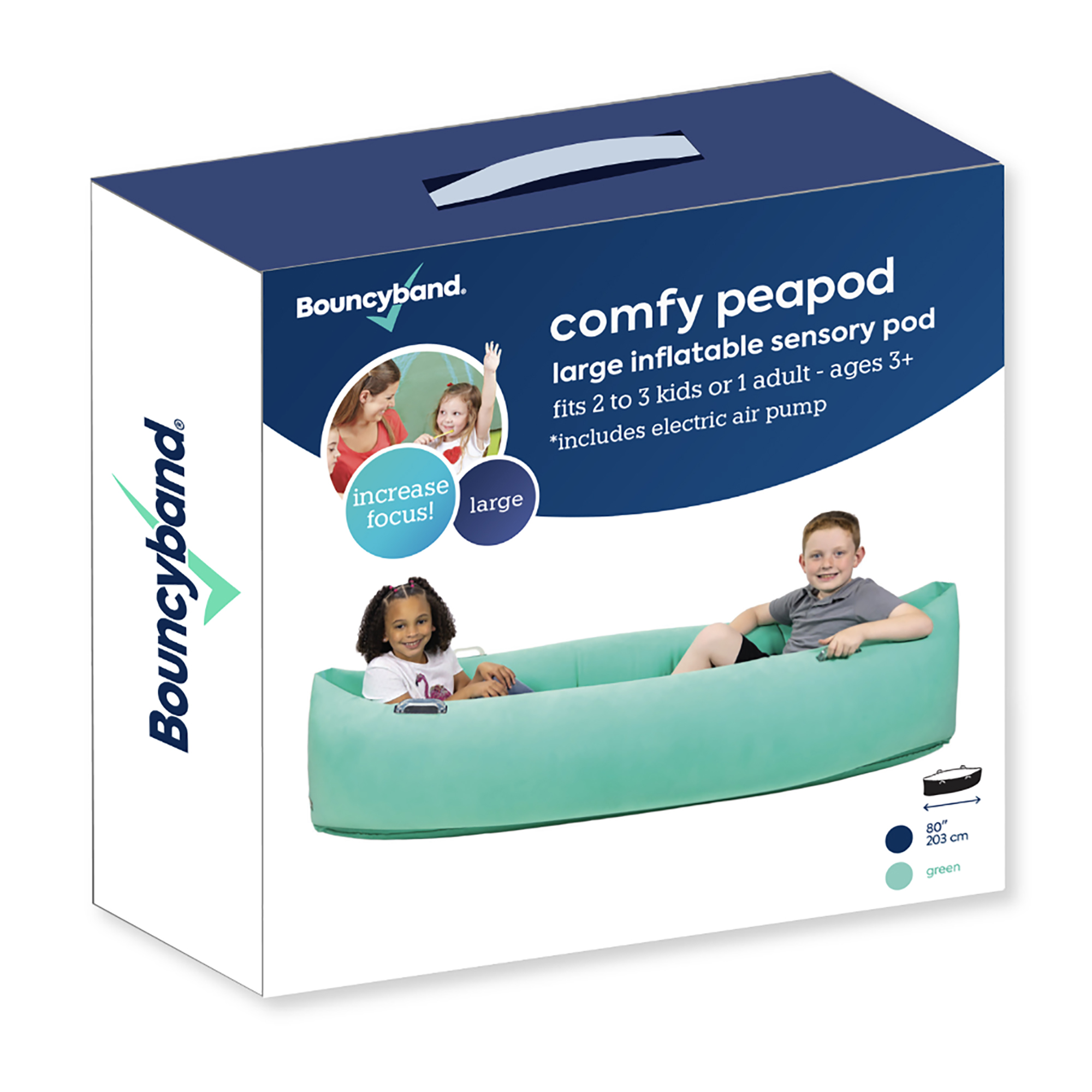 Bouncyband Comfy Peapod, Inflatable Sensory Pod, 80 Inch, Green