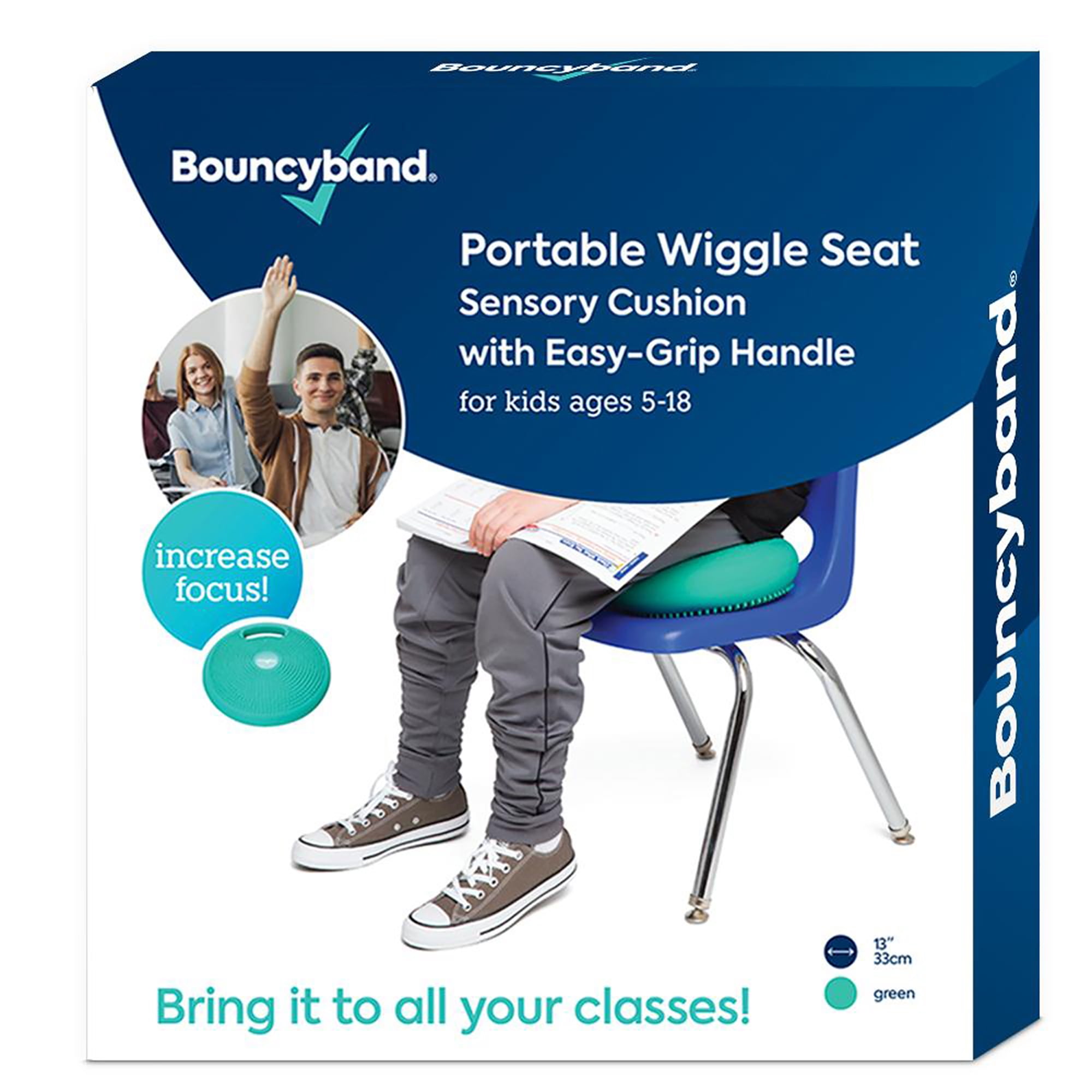 Green Portable Wiggle Seat Sensory Cushion with Easy-Grip Handle