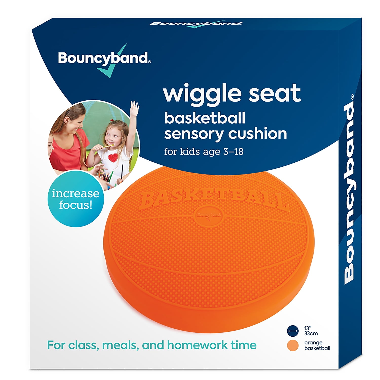 Bouncyband Wiggle Seat Sensory Cushion, Orange Basketball