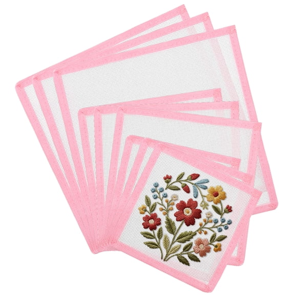 Bound Needlepoint Canvas,9 Pcs 18 Mesh Cotton Blank Canvas Set with Reinforced Edge for Needlepoint DIY Knitting Project