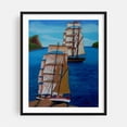 thumbnail image 1 of Bound for Sea - Painting Sailboat Nautical Seascape Ocean Boat Coast Harbor Black Framed Wall Art Print 12 x 16 inches, 1 of 4