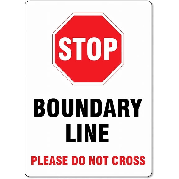 Boundary Line Please Do Not Cross Private Property 8"x12" Warning Metal Sign, Vintage Wall Decor, Home Farm Bar Coffee Shop Club Decoration