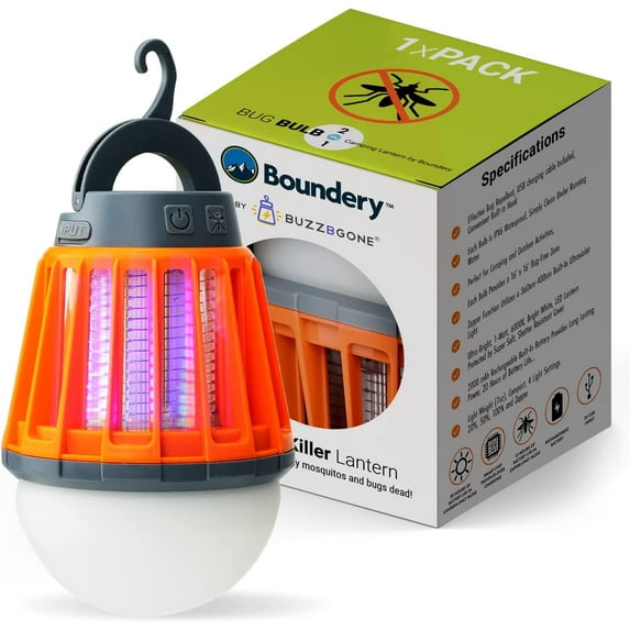 Boundery Bug Zapper Bulb - 2-in-1 Waterproof, Rechargeable Bug Zapper Light Bulb with 4 Light Modes (1 Pack)