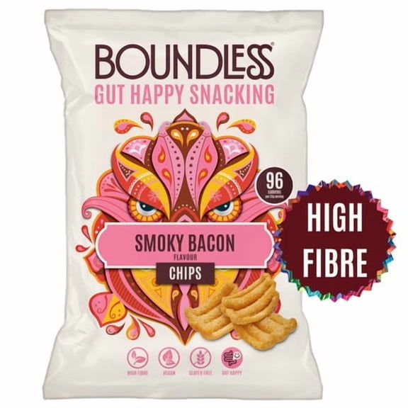 Boundless, Smoky Bacon Chips, Sharing Bag 80g, British Import (Pack of 6)