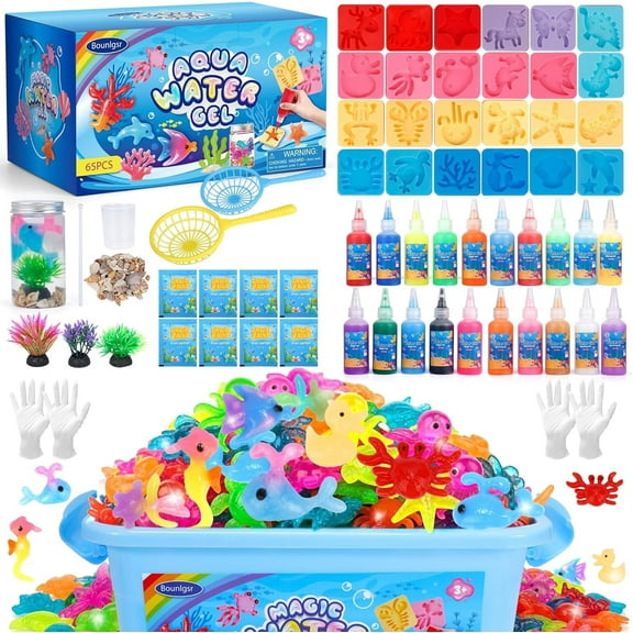 Bounlgsr Aqua Fairy Water Gel Kit for Kids, Magic Elf Water Toy Water Spirit with 3 Types 20 Water Gel, 24 Molds and Accessories for Children's DIY Magic Elf Water Toy, Gifts for Kids