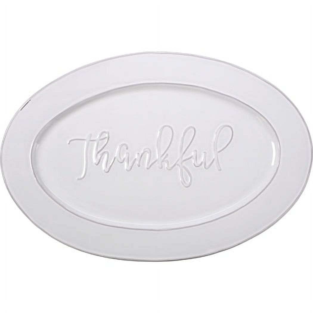 Bountiful Blessings by Precious Moments Thankful Ceramic Serving Platter White 18-inches by 12-inches - image 1 of 4