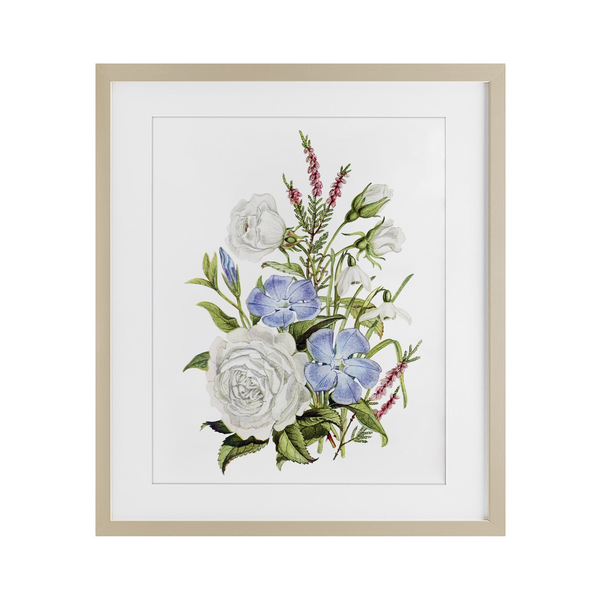 Bountiful Floral Bouquet Birch Framed Print Under Glass, design by Lettered and Lined