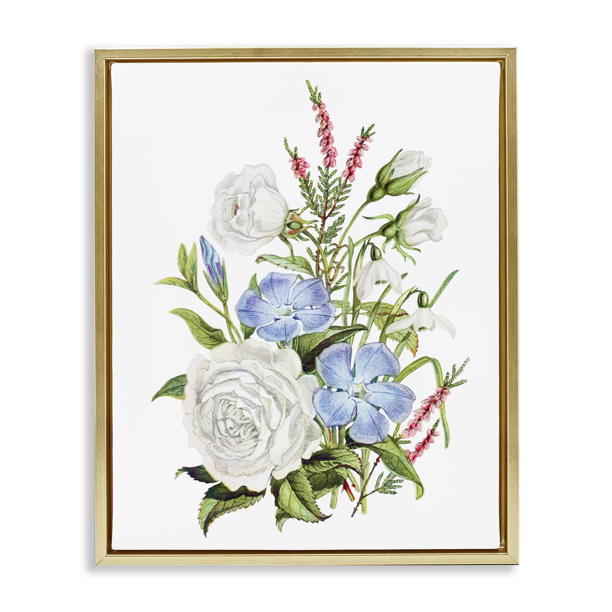 Bountiful Floral Bouquet Gold Framed Floater Canvas Wall Art, design by Lettered and Lined