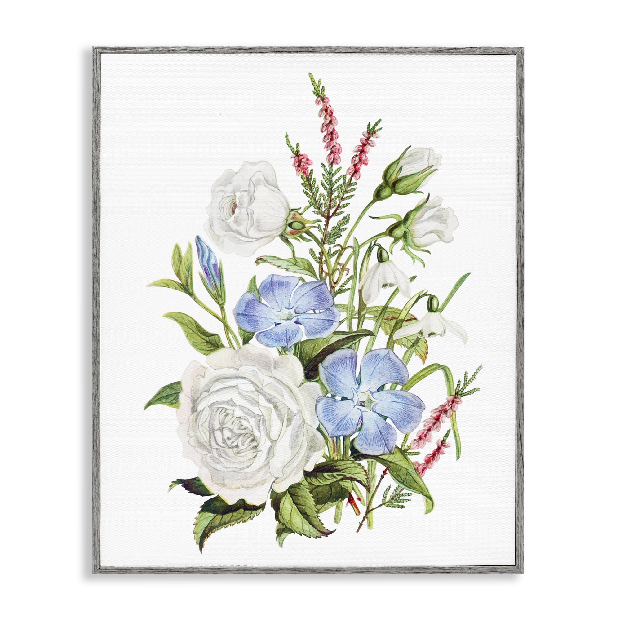 Bountiful Floral Bouquet Gray Framed Giclee Art, design by Lettered and Lined