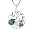 thumbnail image 1 of Bountiful Tree of Life Abalone Shell Sterling Silver Round Pendant Necklace, 1 of 6