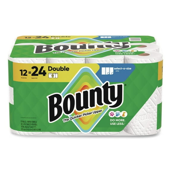 Bounty 08664 2-Ply 5.9 in. x 11 in. Select-a-Size Kitchen Roll Paper Towels - White (12/Carton)