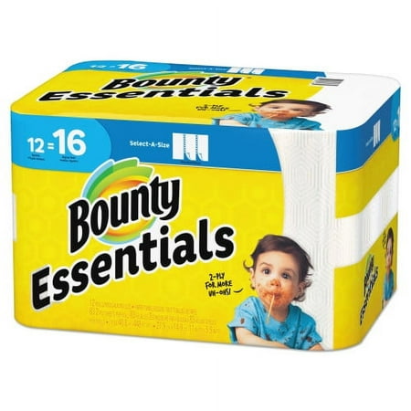 Bounty 74682 Essentials Select-A-Size Paper Towels, 2-Ply, 83 Sheets/Roll, 12 Rolls/Carton