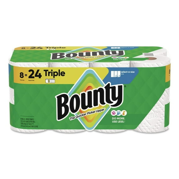 Bounty 80799715 Select-a-Size 6 in. x 11 in. 2-Ply Kitchen Roll Paper Towels - White (8/Carton)