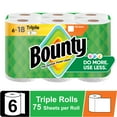thumbnail image 1 of Bounty Paper Towels Full Sheet White, 6 Triple Rolls, 75 Sheets per Roll, 1 of 12