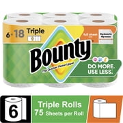 Bounty Paper Towels Full Sheet White, 6 Triple Rolls, 75 Sheets per Roll