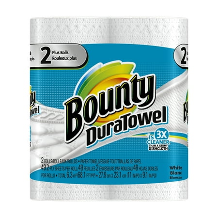 Bounty DuraTowel Paper Towels, White, 2 Plus Rolls