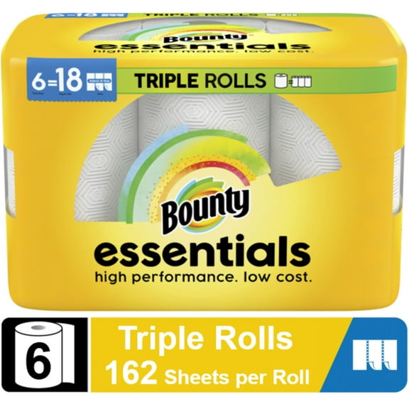Bounty Essentials Paper Towels Select-a-Size, 6 Triple Rolls