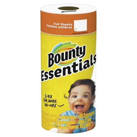 Bounty Essentials Paper Towels, White, 1 Regular Roll