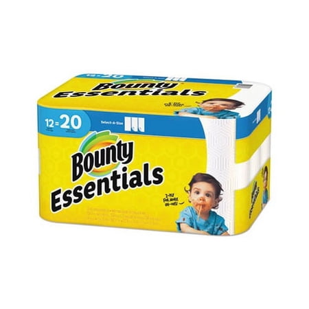 Bounty Essentials Select A-Size Kitchen Roll Paper Towels 2-Ply, 104 Sheets/Roll, 12 Rolls/Carton