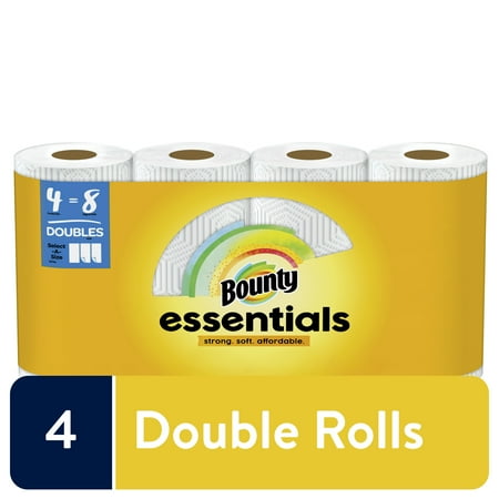 Bounty Essentials Select-A-Size Paper Towels, White, 4 Double Rolls = 8 Regular Rolls, 4 Count