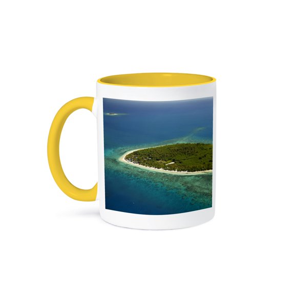 3drose, Bounty Island, Mamanuca Islands, Fiji, South Pacific - Oc01 Dwa0144 - David Wall, 11oz Two-tone Yellow Mug