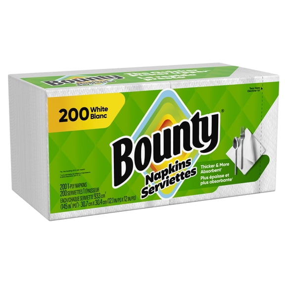 Bounty Paper Napkins, 2-ply napkin - White, 200 Count
