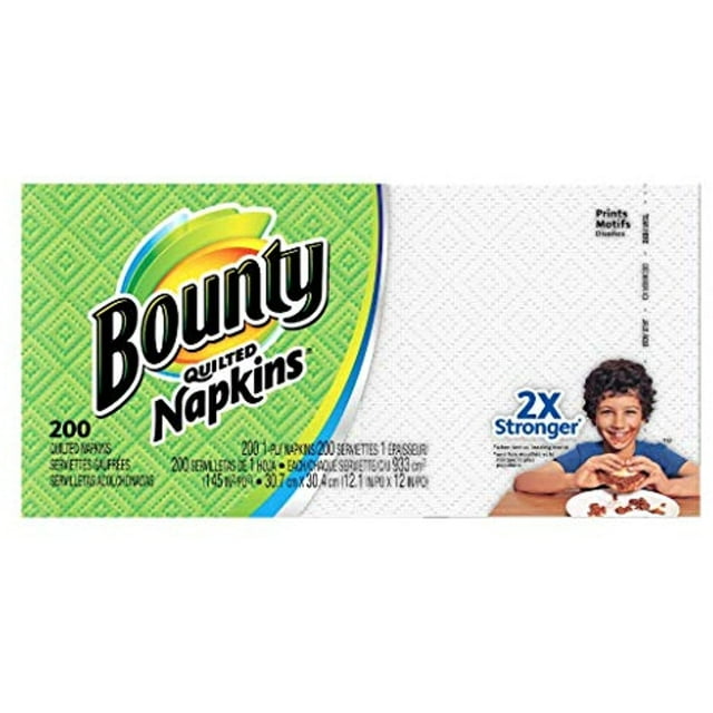 Bounty White Paper Napkins, Essential Pack, 200 Count for Lunch and