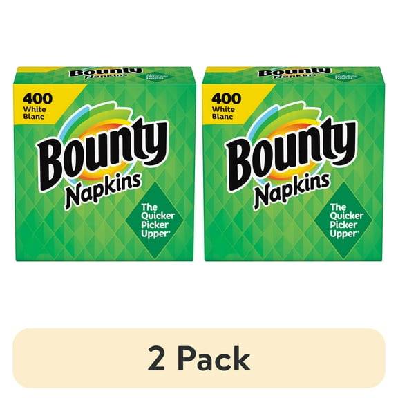 (2 pack) Bounty Everyday Disposable Paper Napkins, White, 400 Count Napkins
