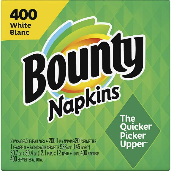 Bounty Paper Napkins, White, 400 Count