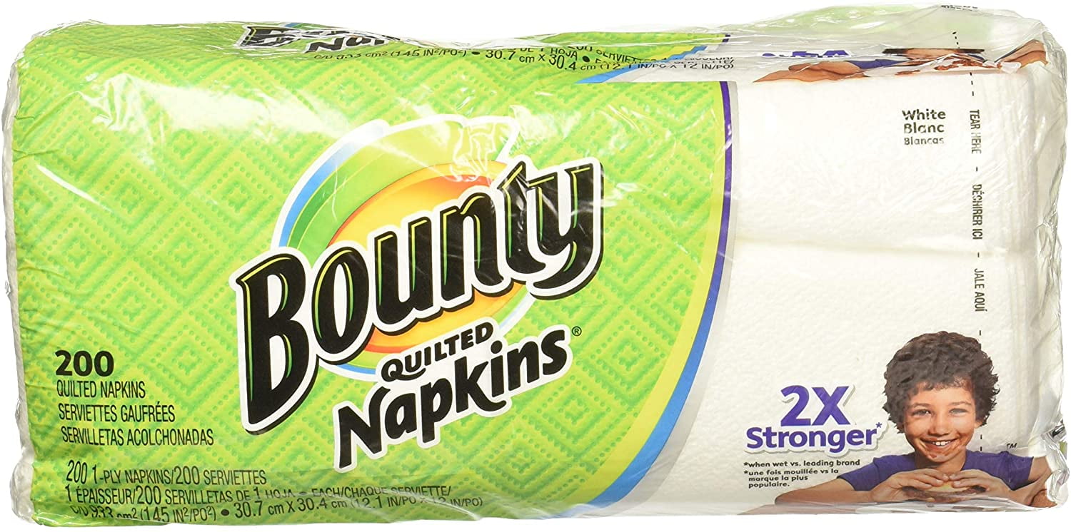 Bounty Paper Napkins, White Or Printed, 200 Count, Pack Of 2