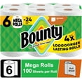 thumbnail image 1 of Bounty Paper Towels Full Sheet White, 6 Mega Rolls, 100 Sheets per Roll, 1 of 13