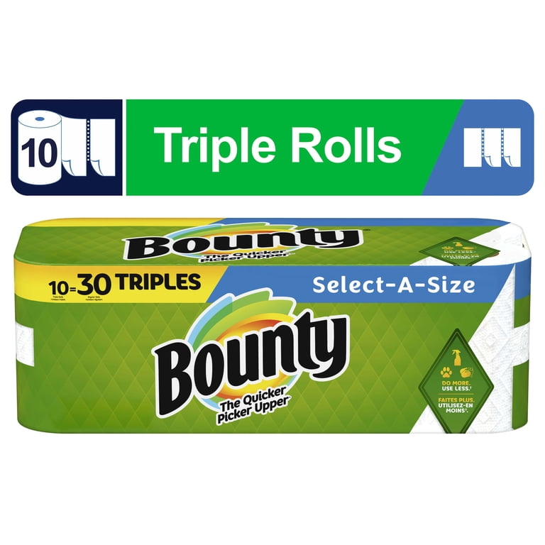 Bounty Select-a-Size Everyday Paper Towels, 10 Triple Rolls, White