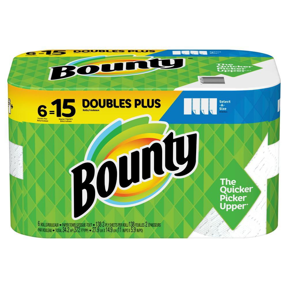 Bounty Select-A-Size 2-Ply Paper Towels, 17-11/16" x 11-3/4", White, 123 Sheets Per Roll, Pack Of 6 Rolls