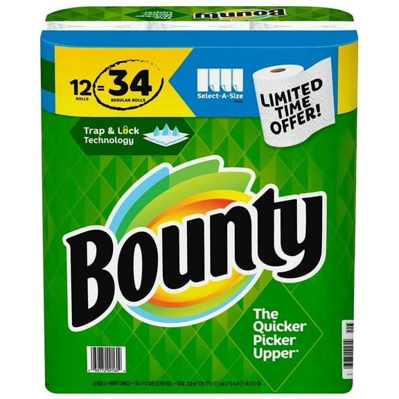Bounty Select-A-Size 2-Ply Paper Towels, White (139 sheets/roll, 12 rolls)