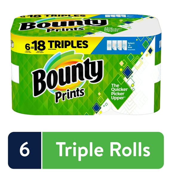 Bounty Select-A-Size Paper Towels, Print, 6 Triple Rolls