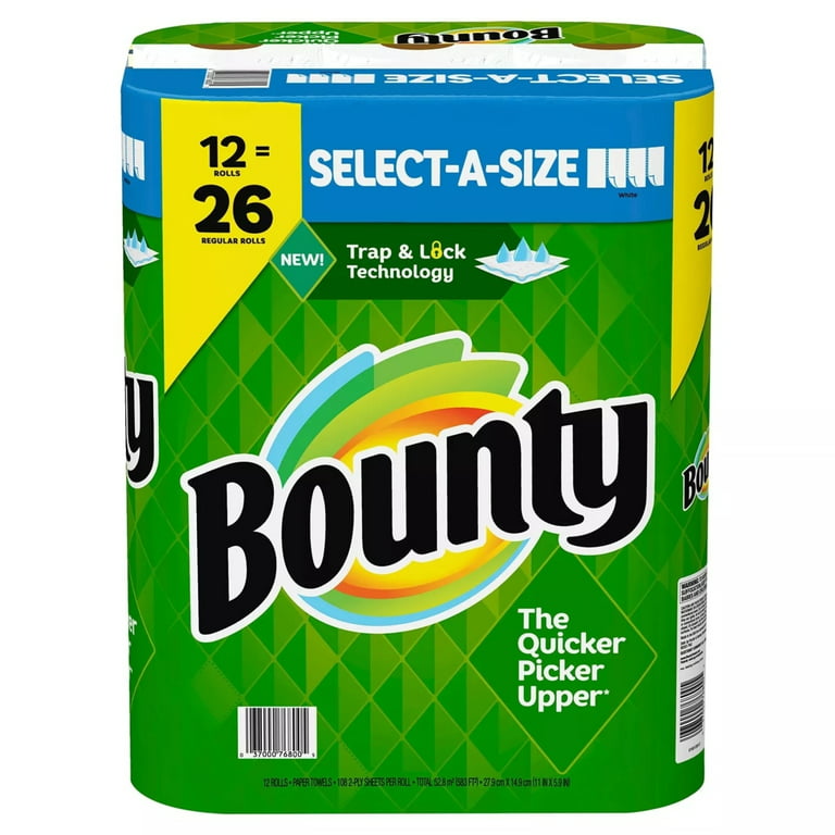 Bounty Select-A-Size Paper Towels, White - 12 ct
