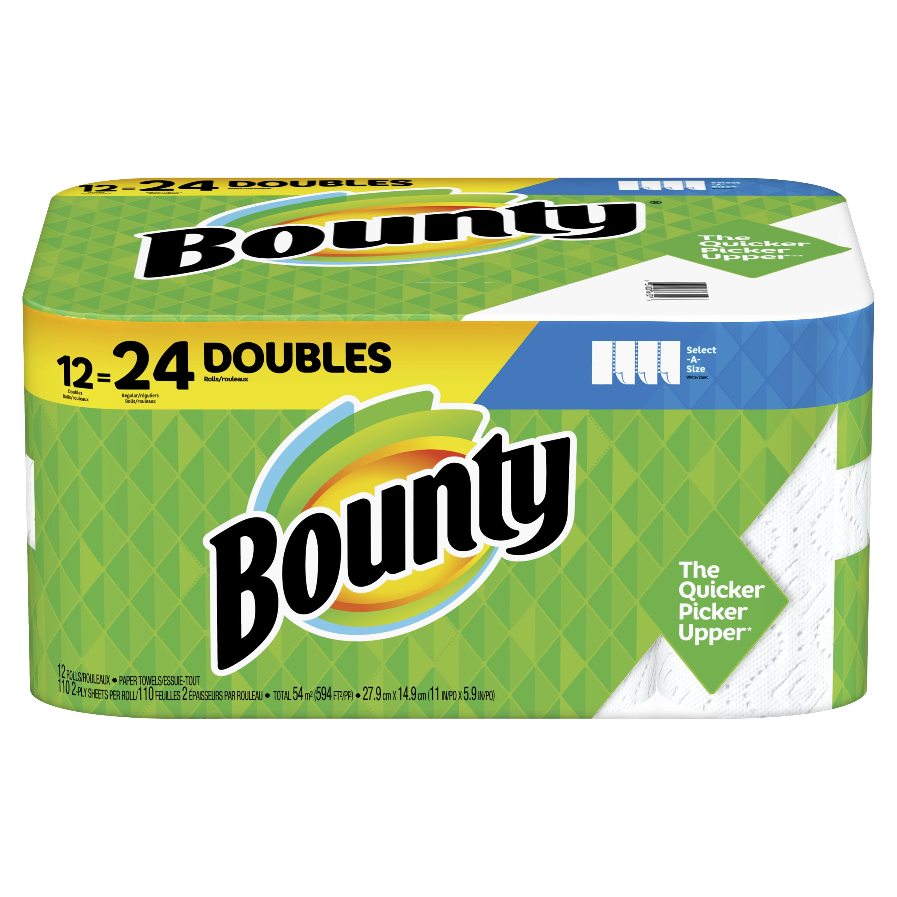 Bounty SelectASize Paper Towels, White, 12 Double Rolls