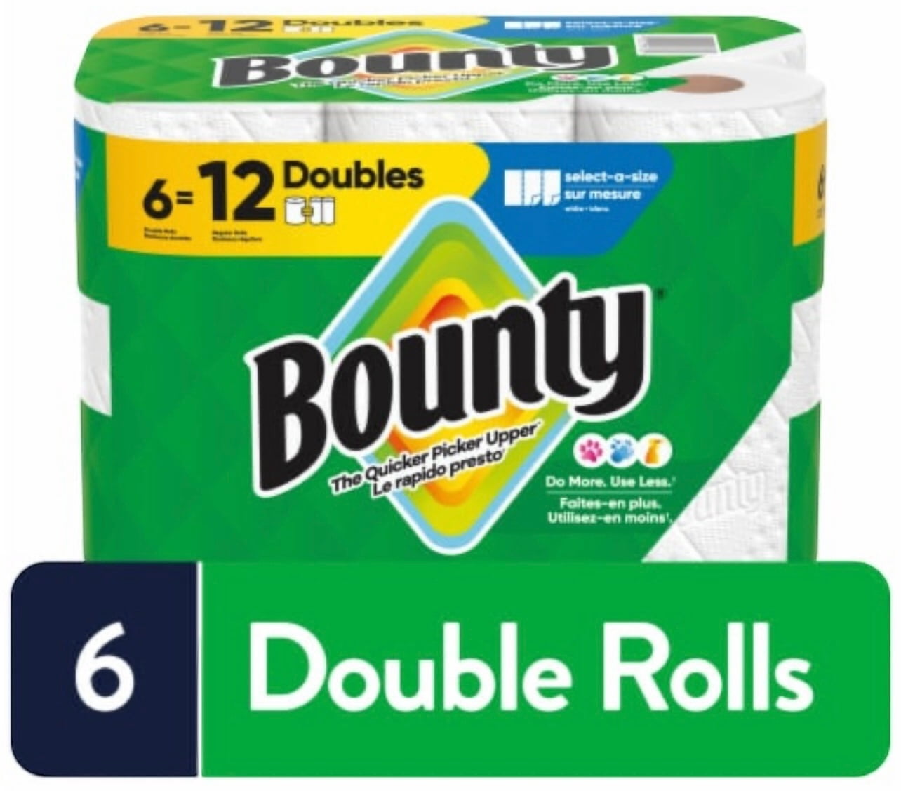 Bounty Select-A-Size Paper Towels White 6 Double Rolls = 12 Regular, Each