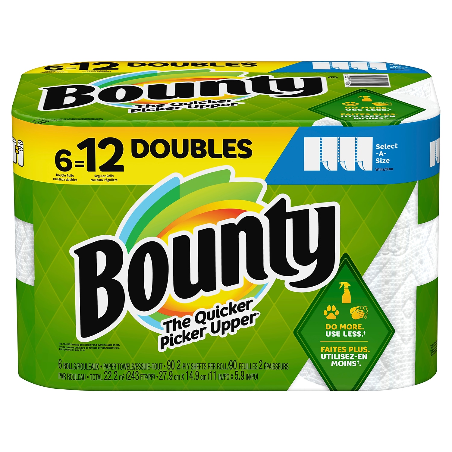 Bounty Select-A-Size Paper Towels, White, 6 Double Rolls - image 1 of 9
